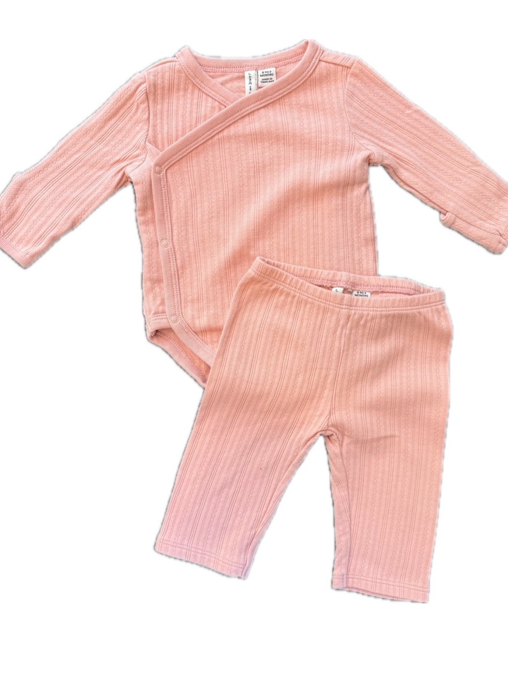 Janie and Jack Baby Pink Pointelle Wrap Matching Set 0-3 Months